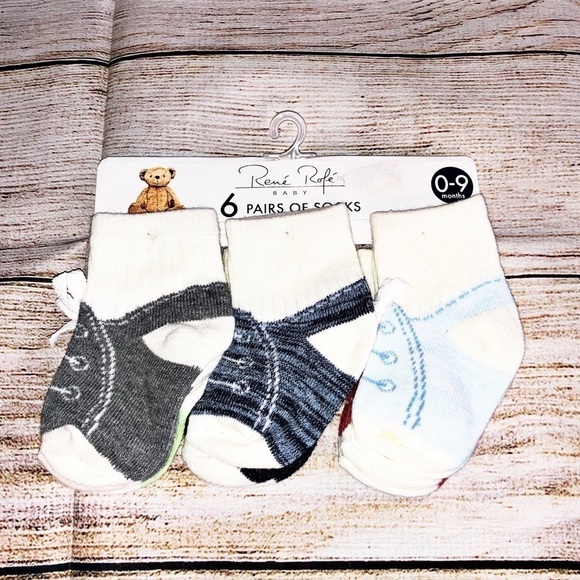 NWT Rene Rofe 6 Pair Infant Socks Size 0-9 Month - Picture 1 of 6